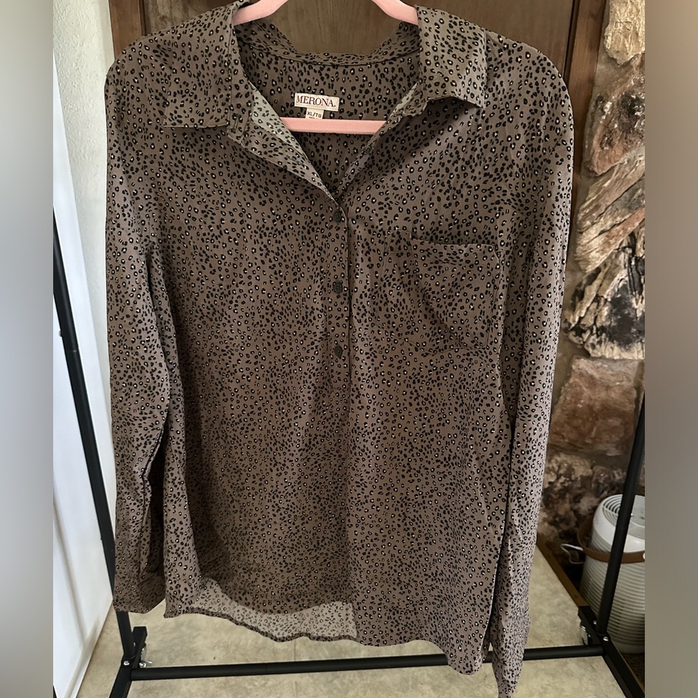 Half Button Up Blouse